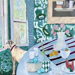 Bienvenue à la maison d'Anne Harney, peinture de nature morte d'intérieur contemporaine