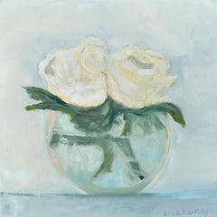 White Roses by Anne Harney, Contemporary Oil, Canvas Floral Painting