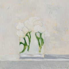 Whites d'Anne Harney, peinture contemporaine de nature morte à fleurs