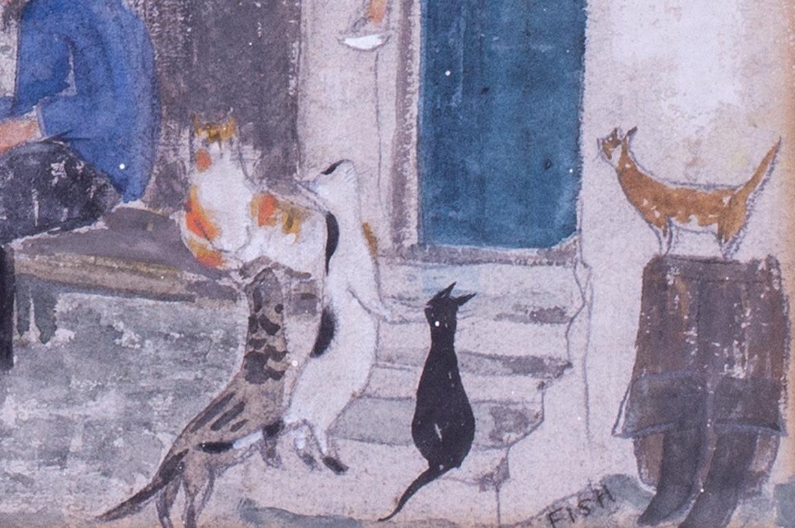 scène « The Cats of St. Ives » (Les chats de St. Ives) de l'artiste britannique Anne Harriet Sefton Fish  en vente 2