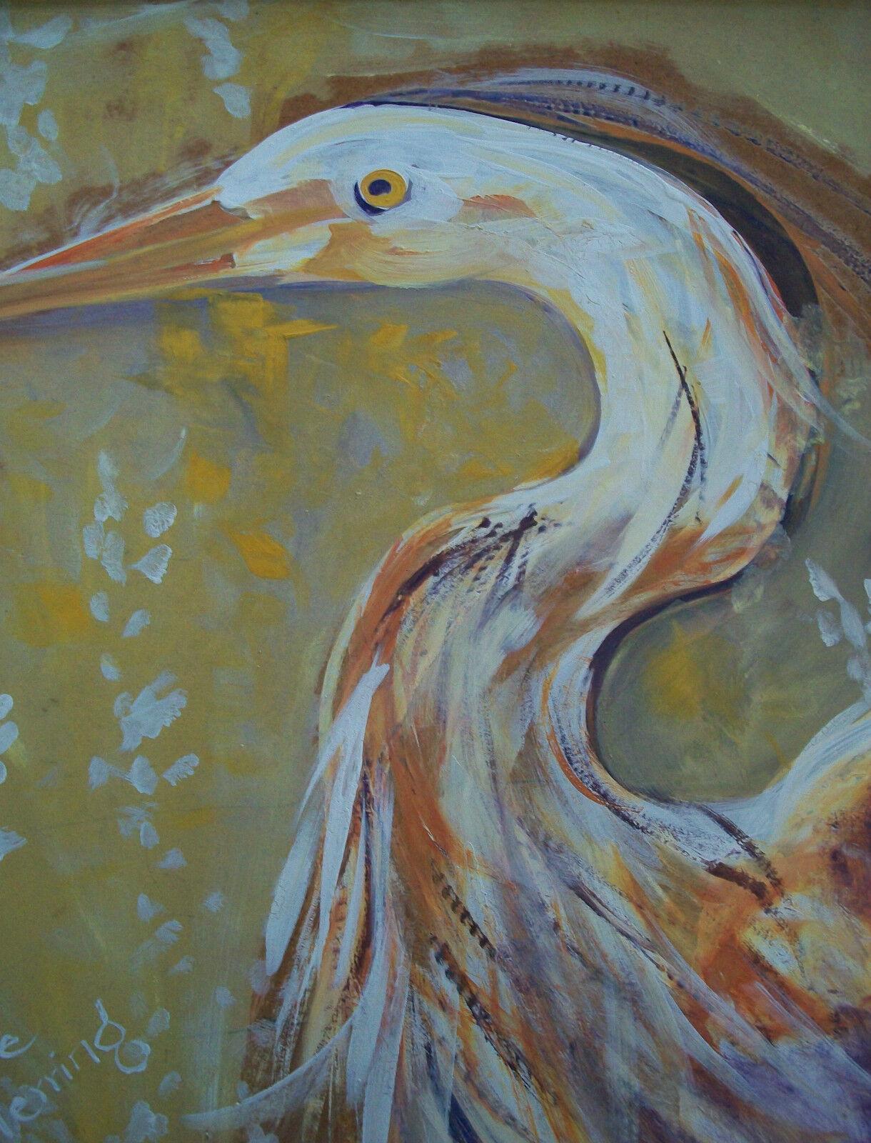 Modern ANNE HERRING - 'Full Plumage' - Framed Acrylic Painting - U.S.A. - 20th Century For Sale