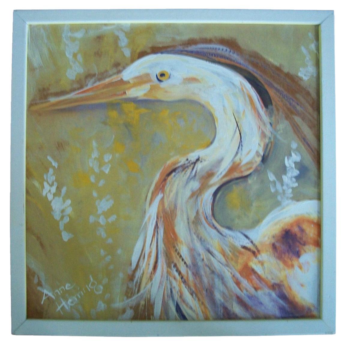 ANNE HERRING - 'Full Plumage' - Framed Acrylic Painting - U.S.A. - 20th Century For Sale