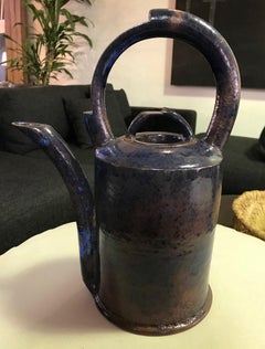 Anne A. E. Hirondelle Signed Large Modern Ceramic Pottery Glazed Vessel Teapot