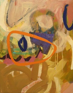"Cacaphony of Mostly Yellow", Abstract, Gestural, Orange, Pink, Acrylic Painting