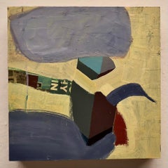 "Down River", Abstrakt, Blau, Grau, Grün, Acryl, Gemischte Medien