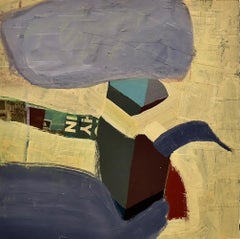 "Río abajo", Abstracto, Azul, Gris, Verde, Acrílico, Técnica mixta