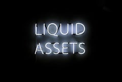'Liquid Assets' Text-based White Neon Sign Light Lighting Art Sculpture Words