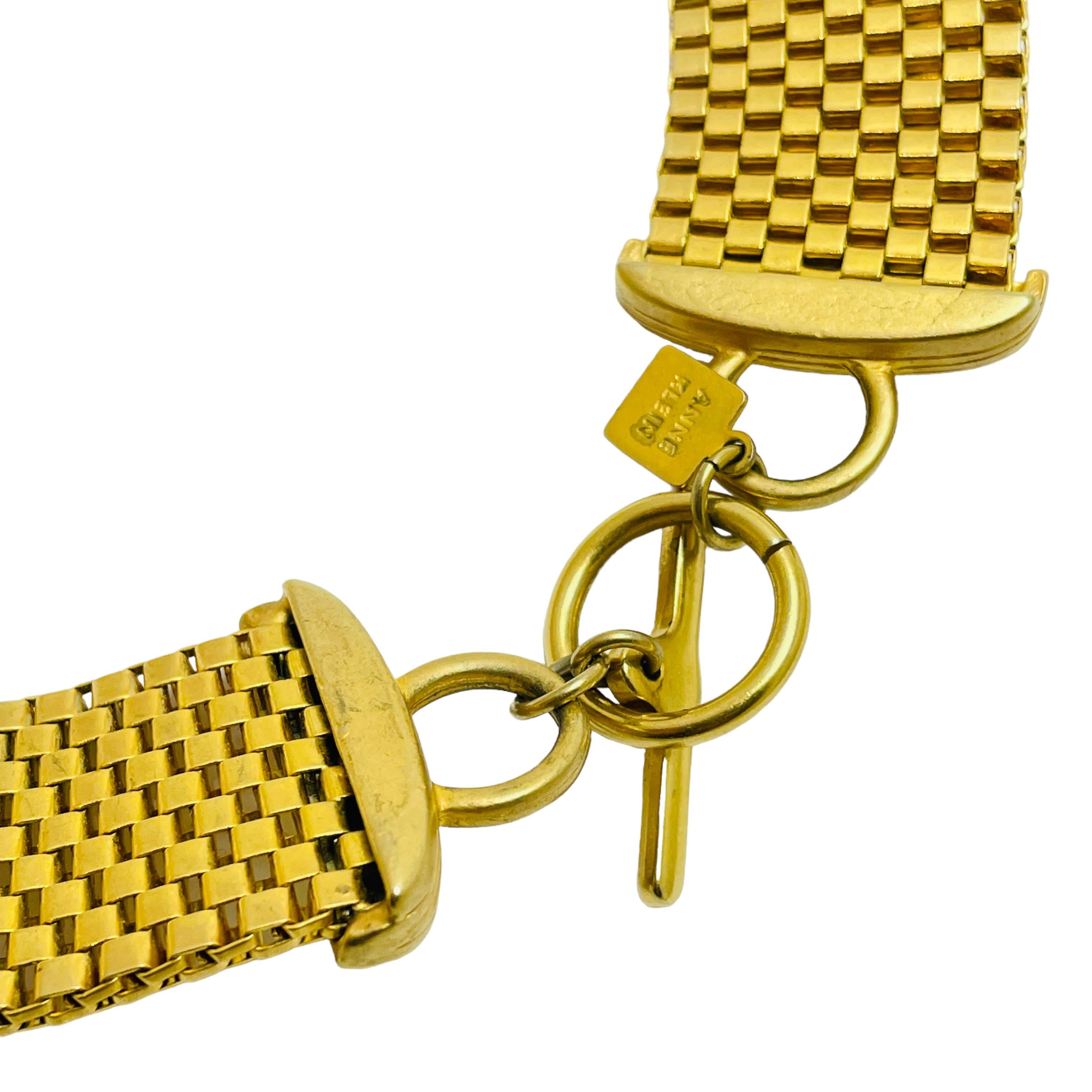 ANNE KLEIN AK signierte goldfarbene massive Designer-Laufsteg-Halskette im Zustand „Gut“ im Angebot in Palos Hills, IL