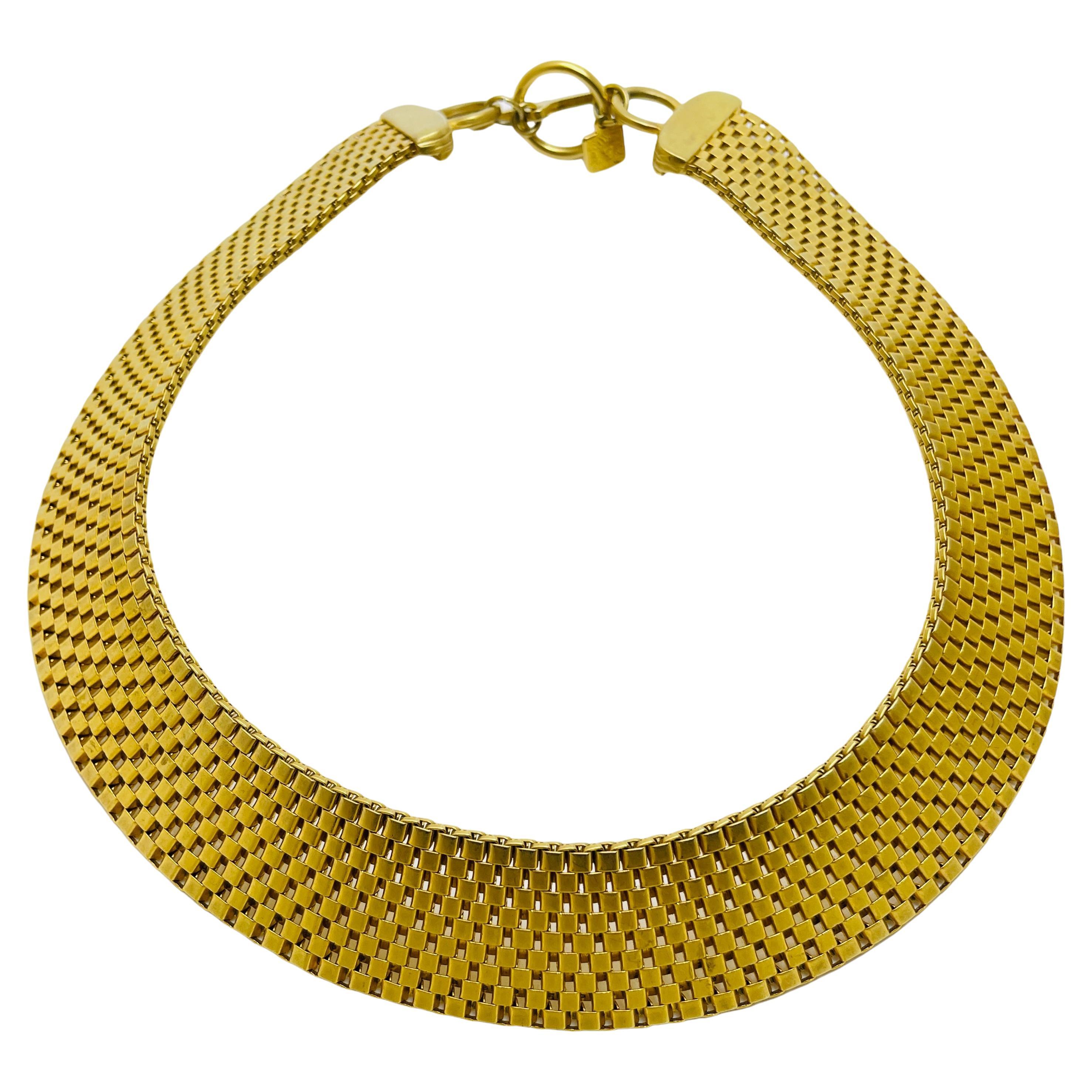 ANNE KLEIN AK signierte goldfarbene massive Designer-Laufsteg-Halskette im Angebot