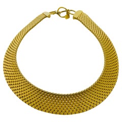 ANNE KLEIN AK signierte goldfarbene massive Designer-Laufsteg-Halskette