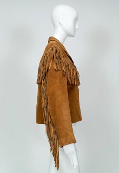 Anne Klein Cinnamon Suede Fringed Western Shirt Jacket – S-M, 1970s