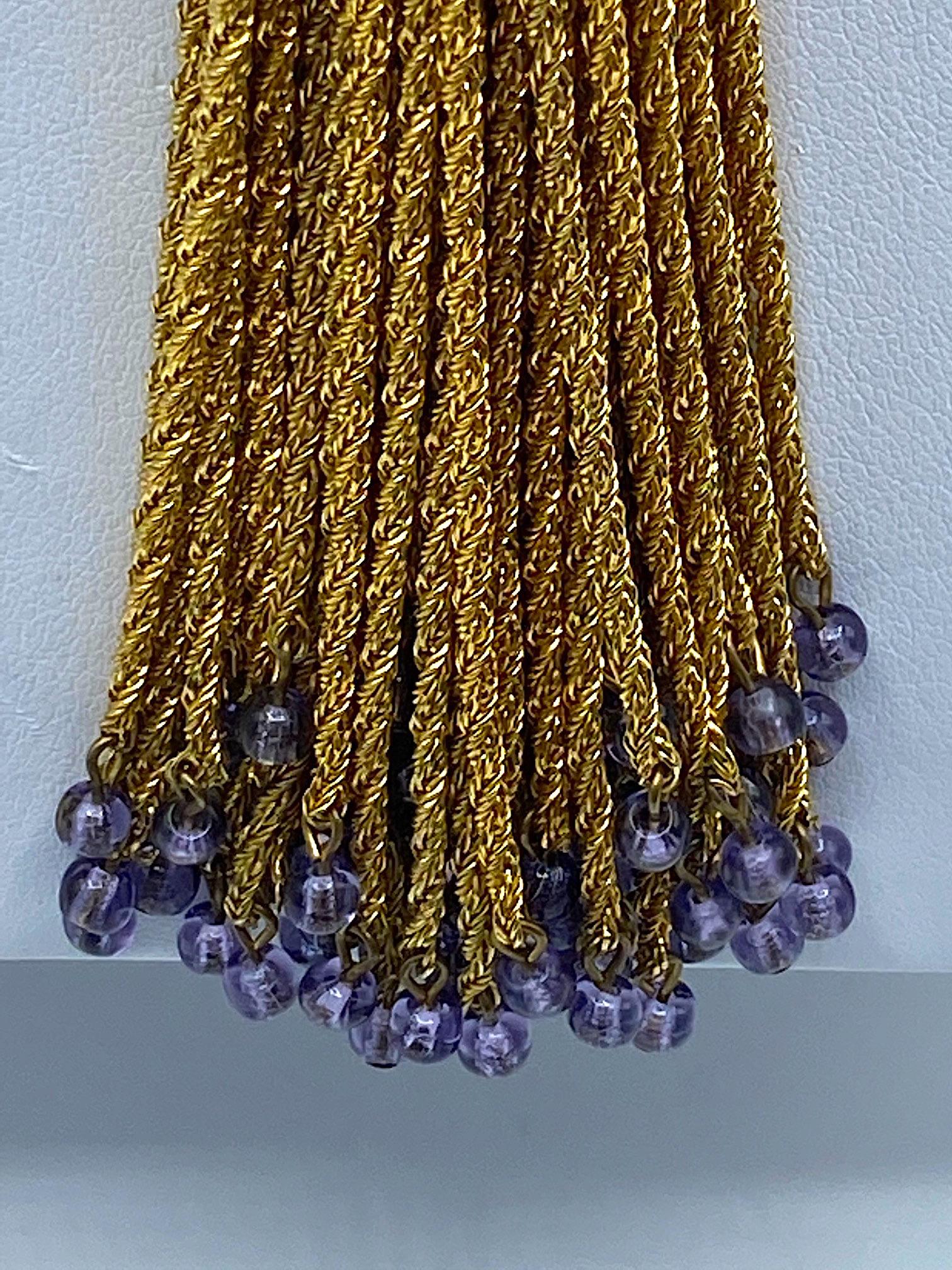 Anne Klein Couture Purple Enamel & Gold Tassel Pendant Necklace 7