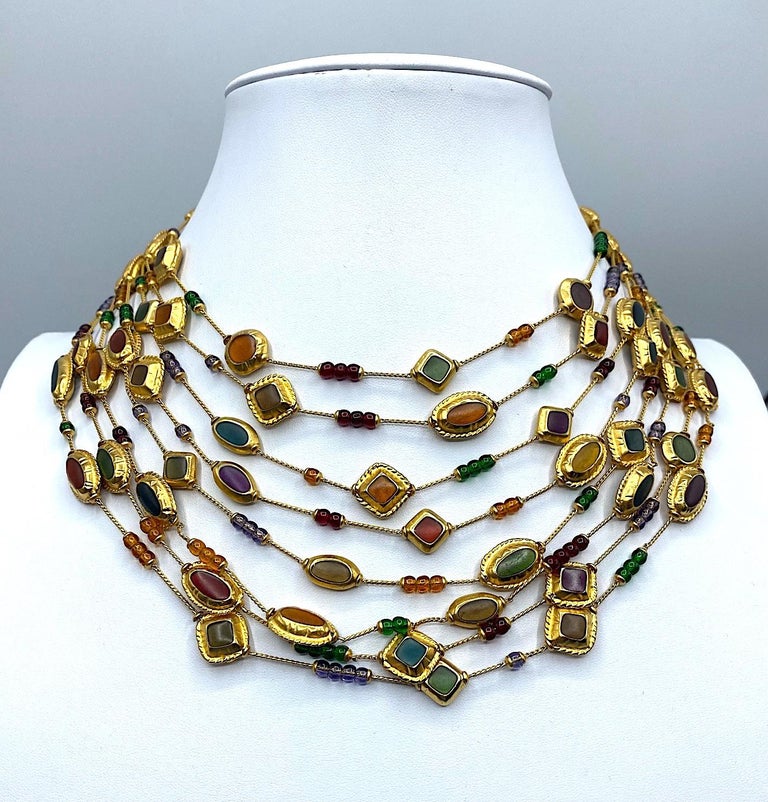 Anne Klein Couture Satin Gold Enameled Strand Necklace