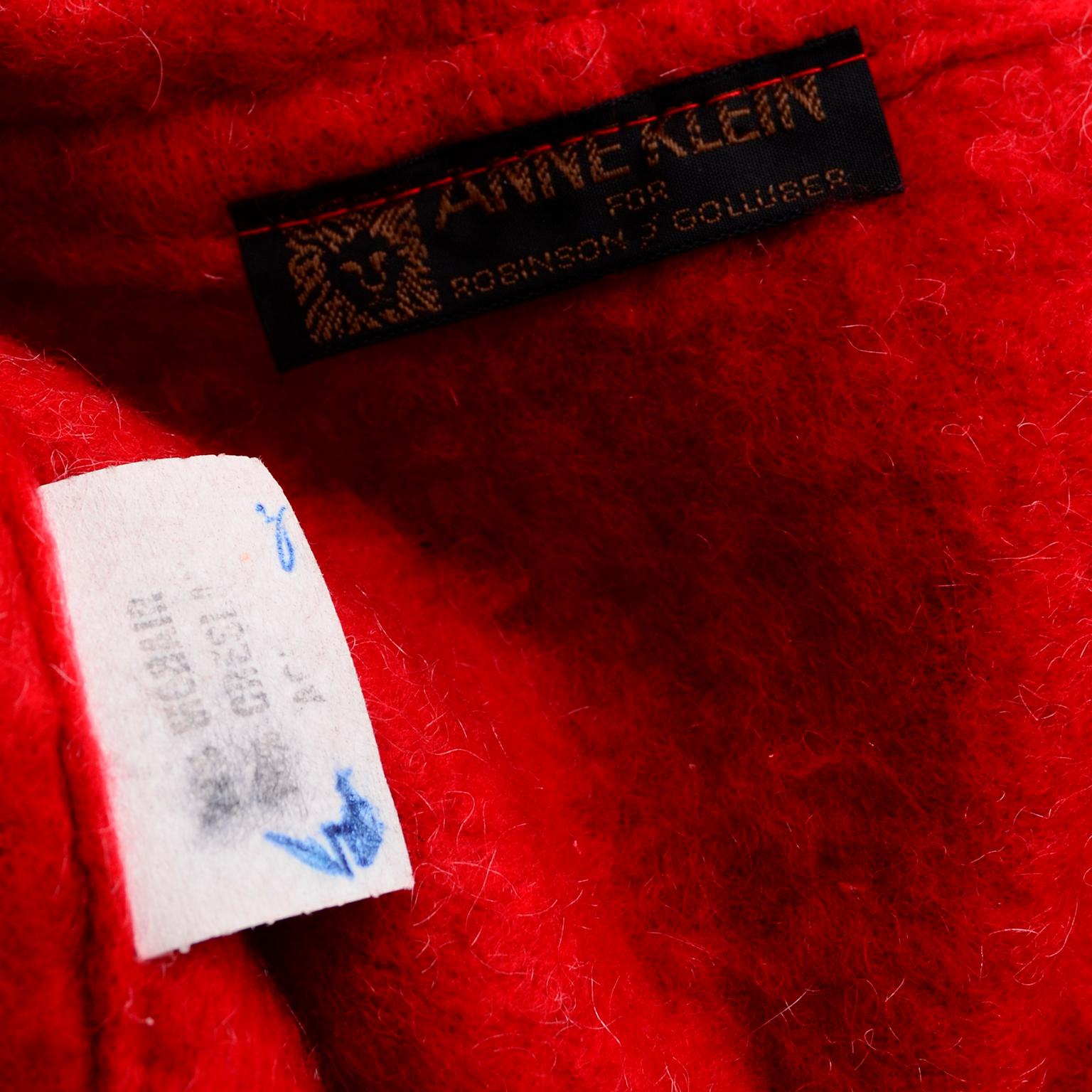 Women's Anne Klein for Robinson & Golluber Vintage Red Felted Mohair Blend Cape W Hood For Sale