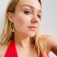 Anne Klein Clips d'oreilles vintage en plaqué or, années 1980