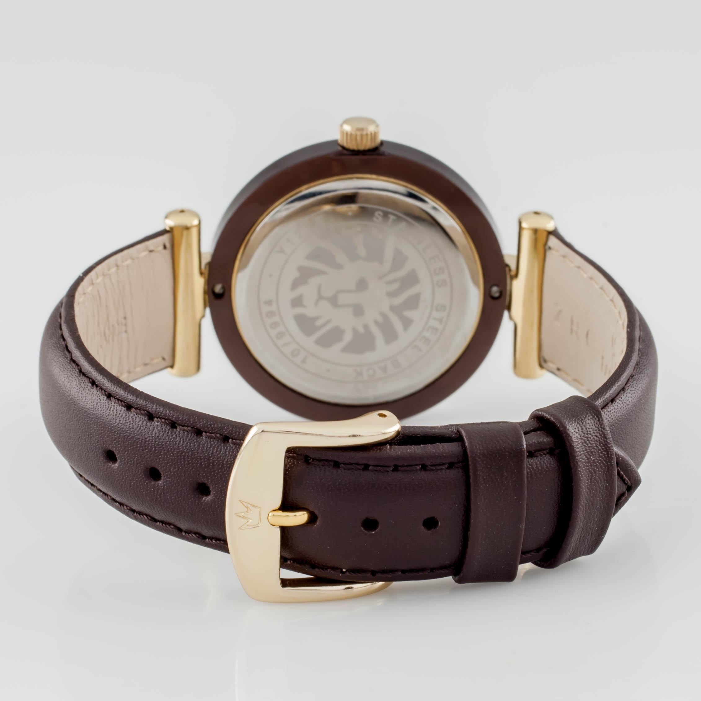 Women's or Men's Anne Klein Gold-Plated Quartz Dress Watch with Iridescent Dial, 36mm For Sale
