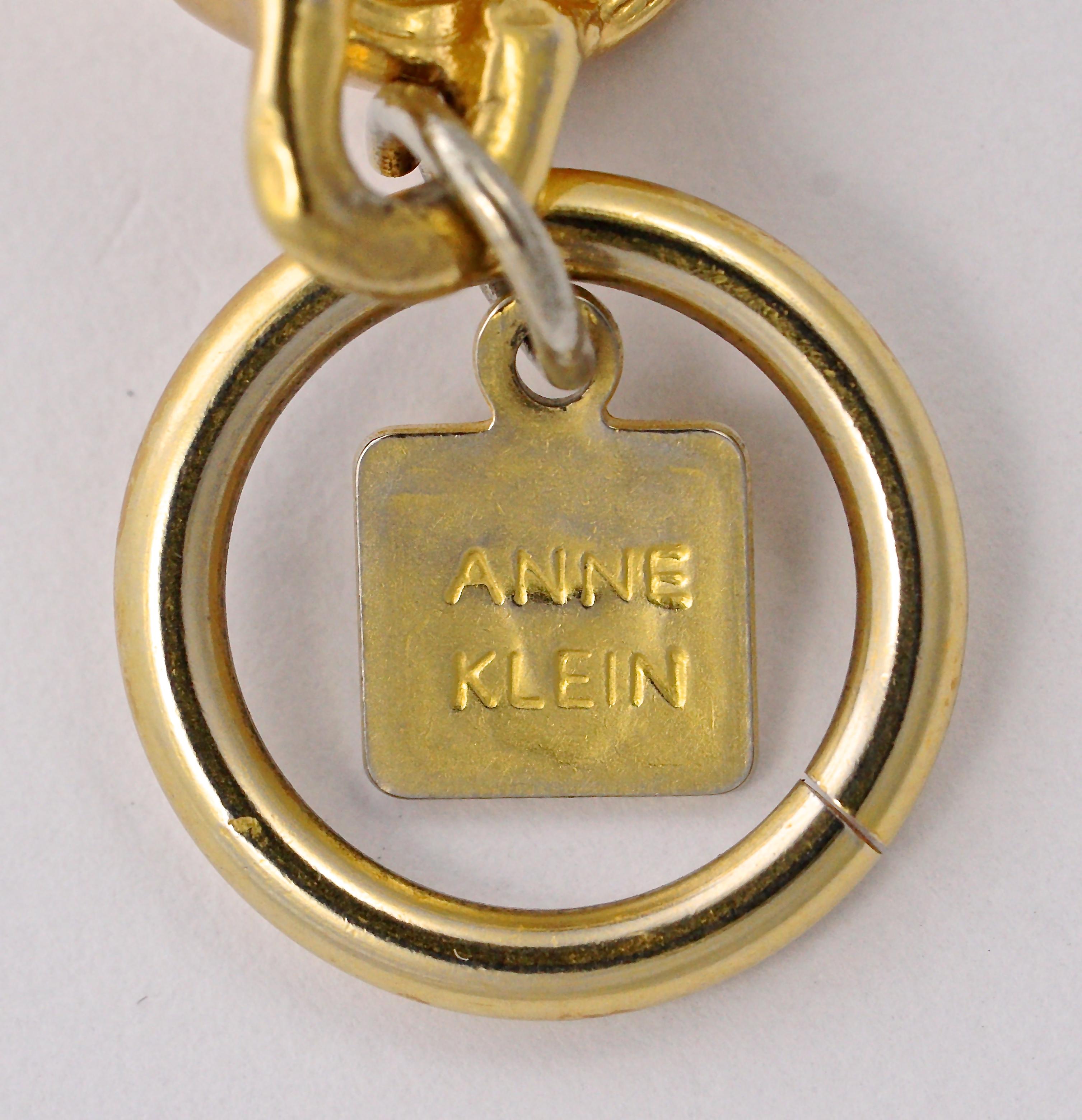 Anne Klein Gold Plated Satin Brushed Link Bracelet with Toggle Clasp circa 1980s 5