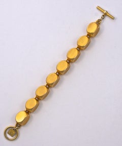 Anne Klein Gold Plated Satin Brushed Link Bracelet with Toggle Clasp circa 1980s