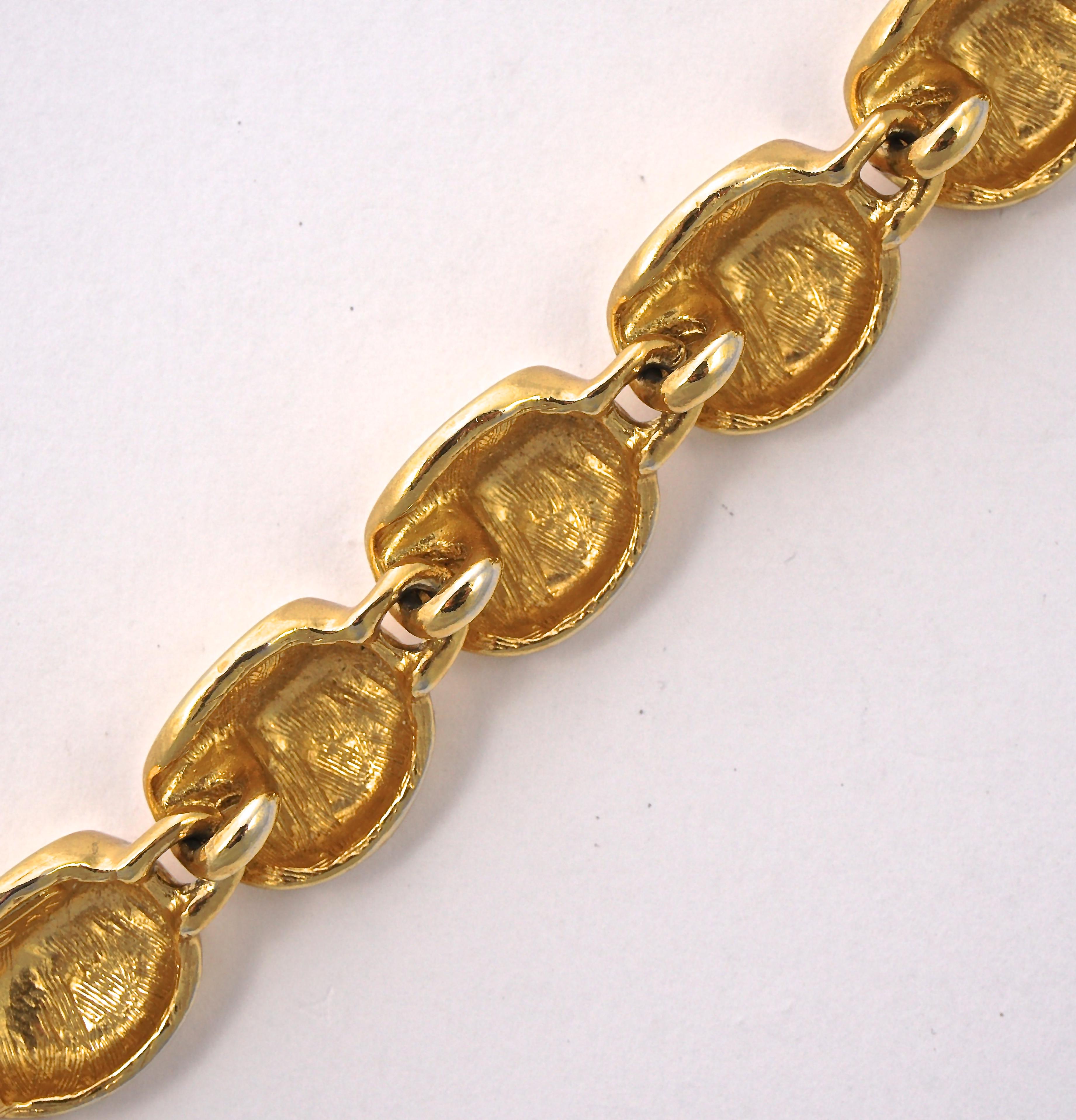 Anne Klein Gold Plated Satin Brushed Link Bracelet with Toggle Clasp circa 1980s 2
