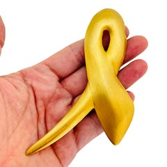 ANNE KLEIN  gold tone matte modernist designer brooch