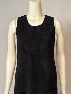 Anne Klein Late 60's or Early 1970's Black Suede Maxi or Evening Dress