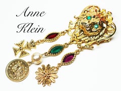 Anne Klein Lion's Head Tassel Brooch