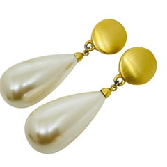 Anne Klein - Boucles d'oreilles à clip en or mat avec perles en verre