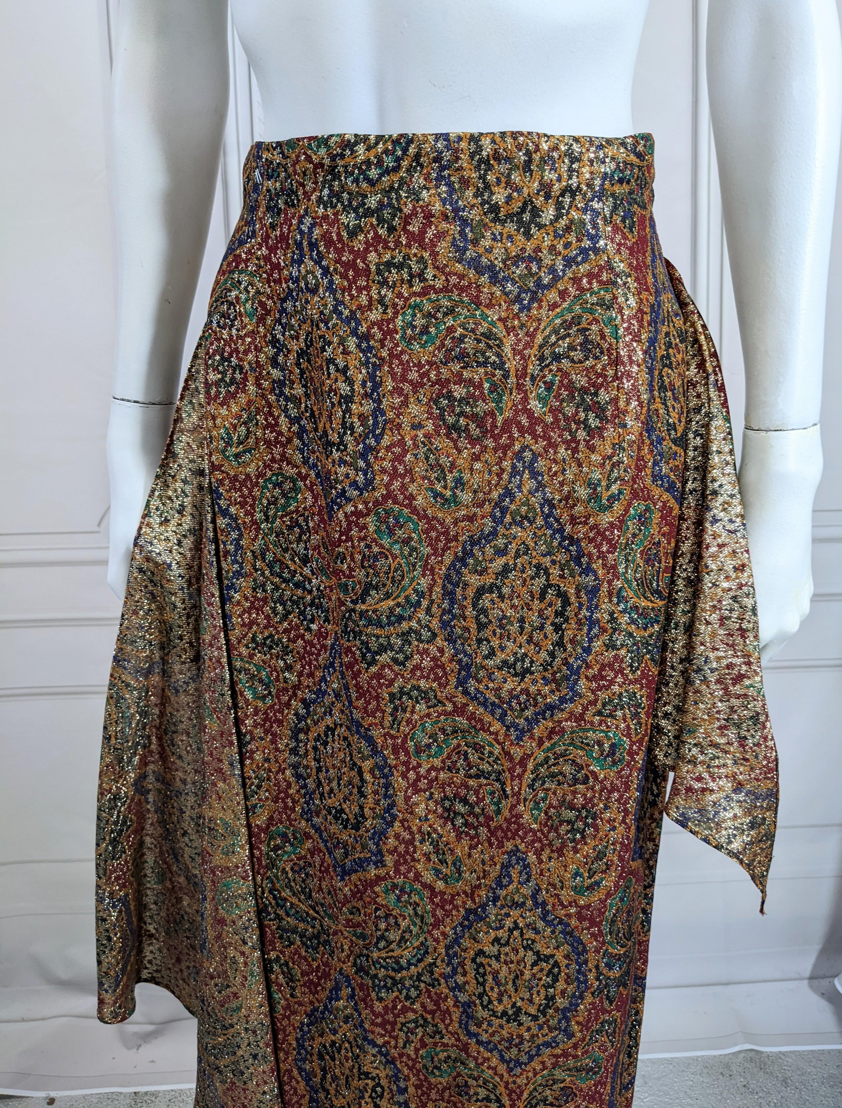 Anne Klein Paisley Lame Wrap Skirt For Sale 1