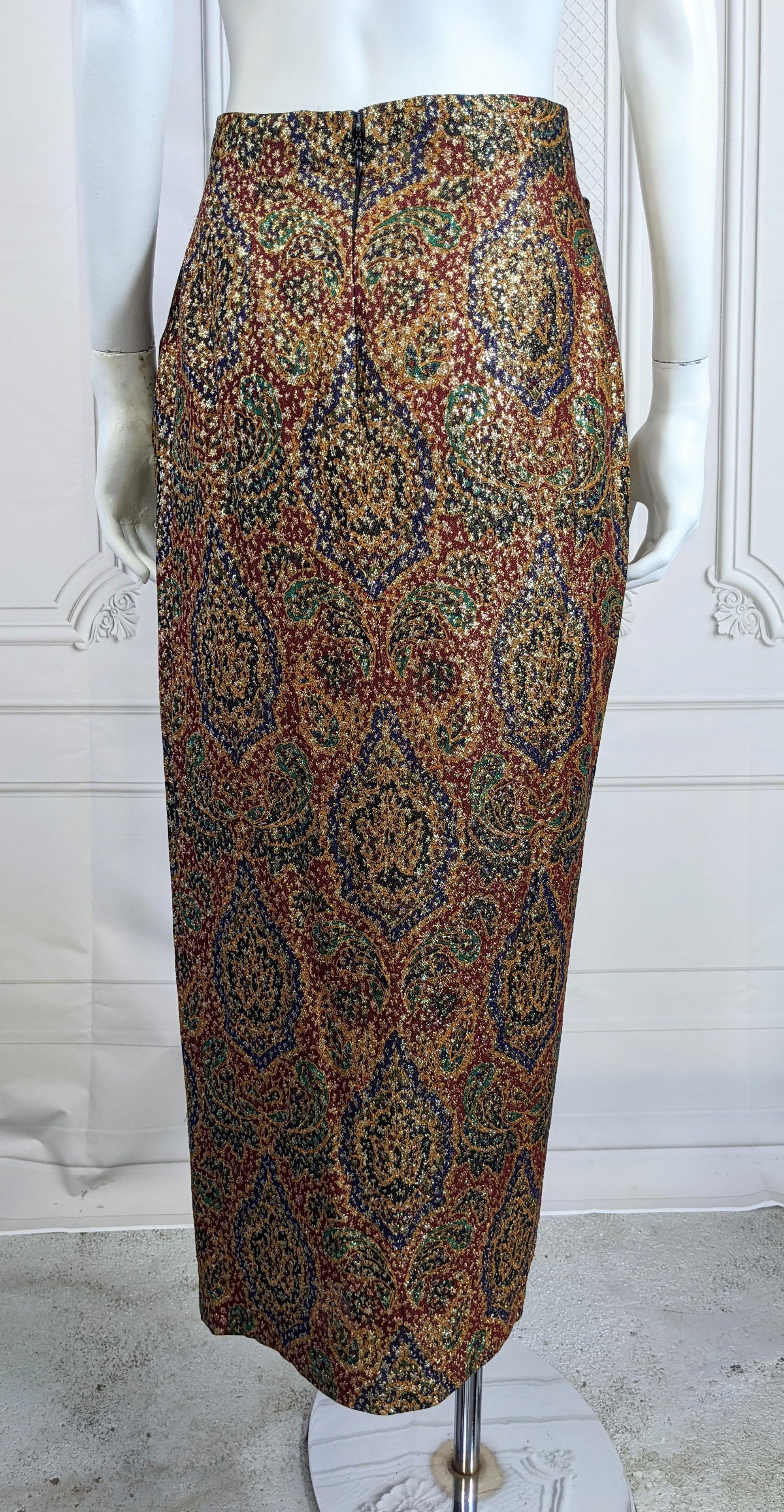 Anne Klein Paisley Lame Wrap Skirt For Sale 2