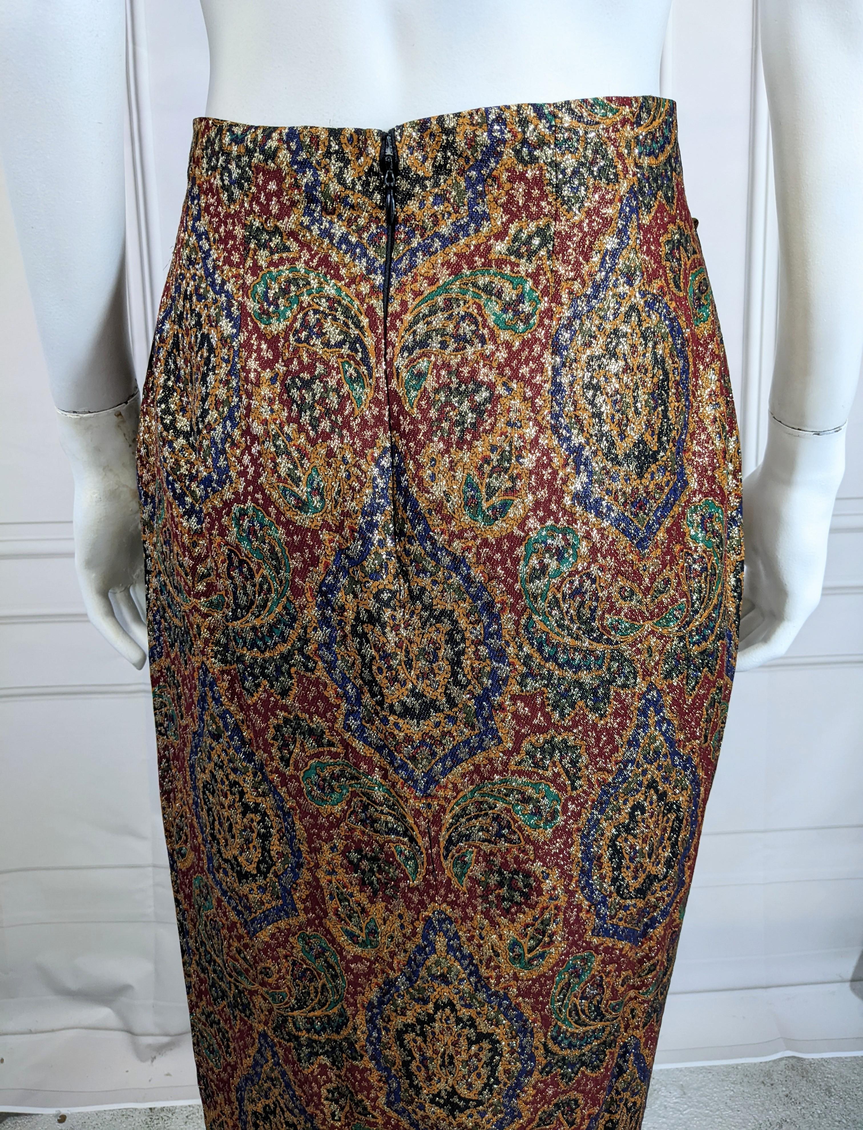 Anne Klein Paisley Lame Wrap Skirt For Sale 3