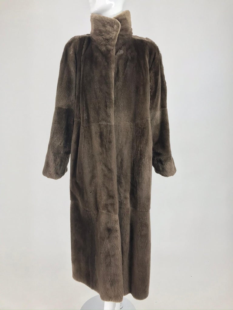 Anne Klein Reversible sheared beaver and fabric coat 1990s at 1stDibs