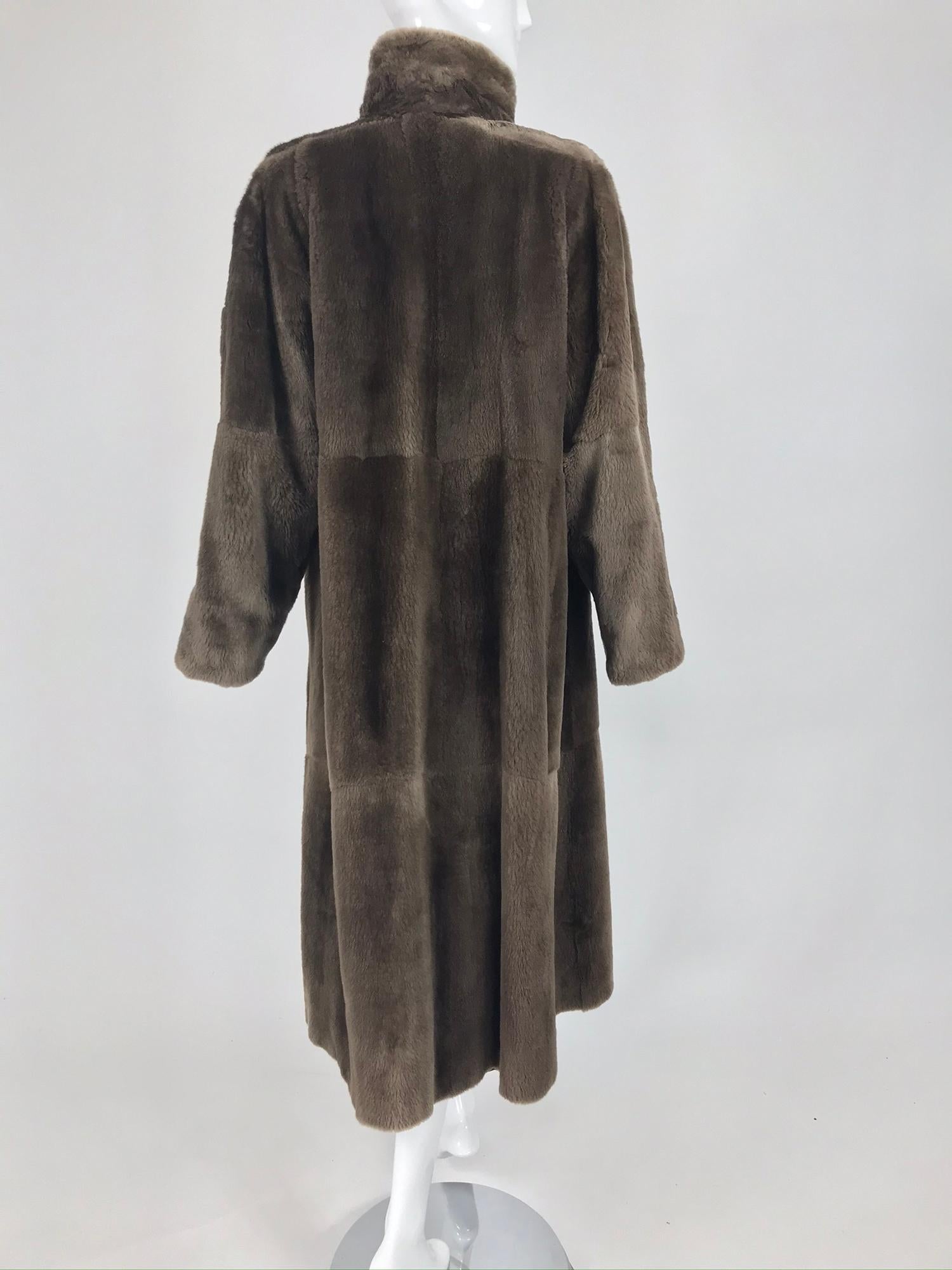 Anne Klein Reversible sheared beaver and fabric coat 1990s 6