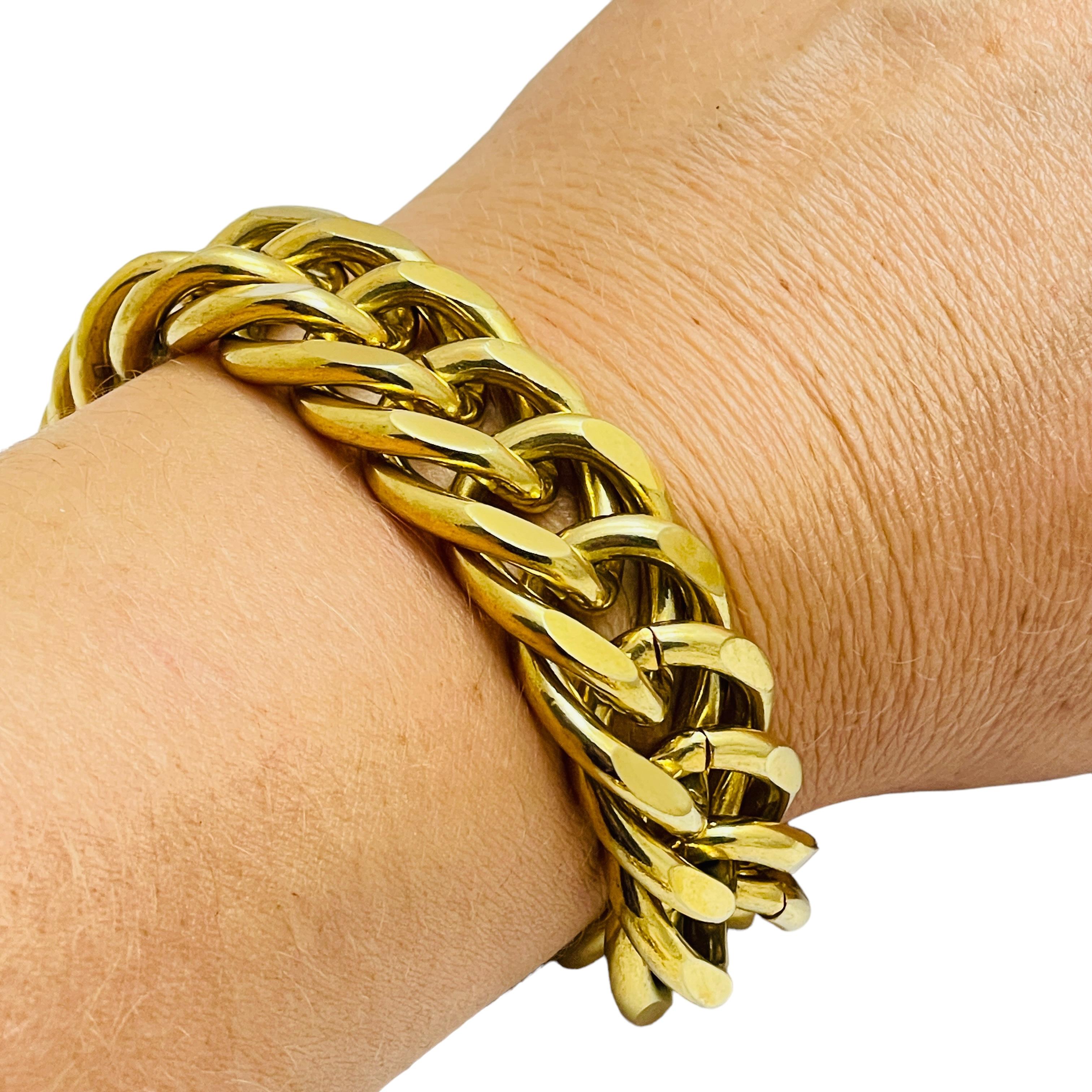 ANNE KLEIN signé vintage chaîne massive en or bracelet de designer runway en vente 1