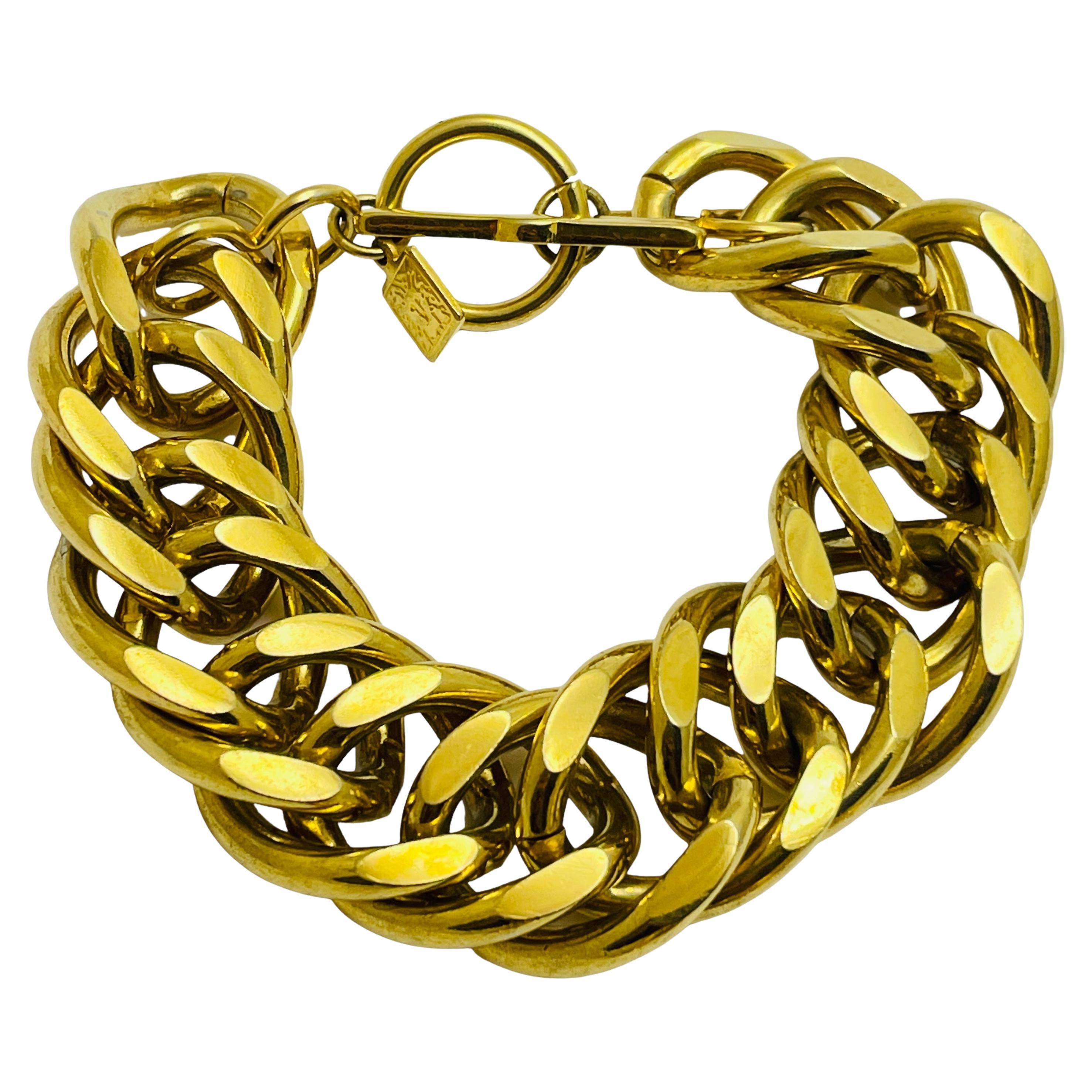 ANNE KLEIN brazalete vintage de oro con cadena maciza de diseño de pasarela