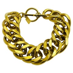 ANNE KLEIN brazalete vintage de oro con cadena maciza de diseño de pasarela
