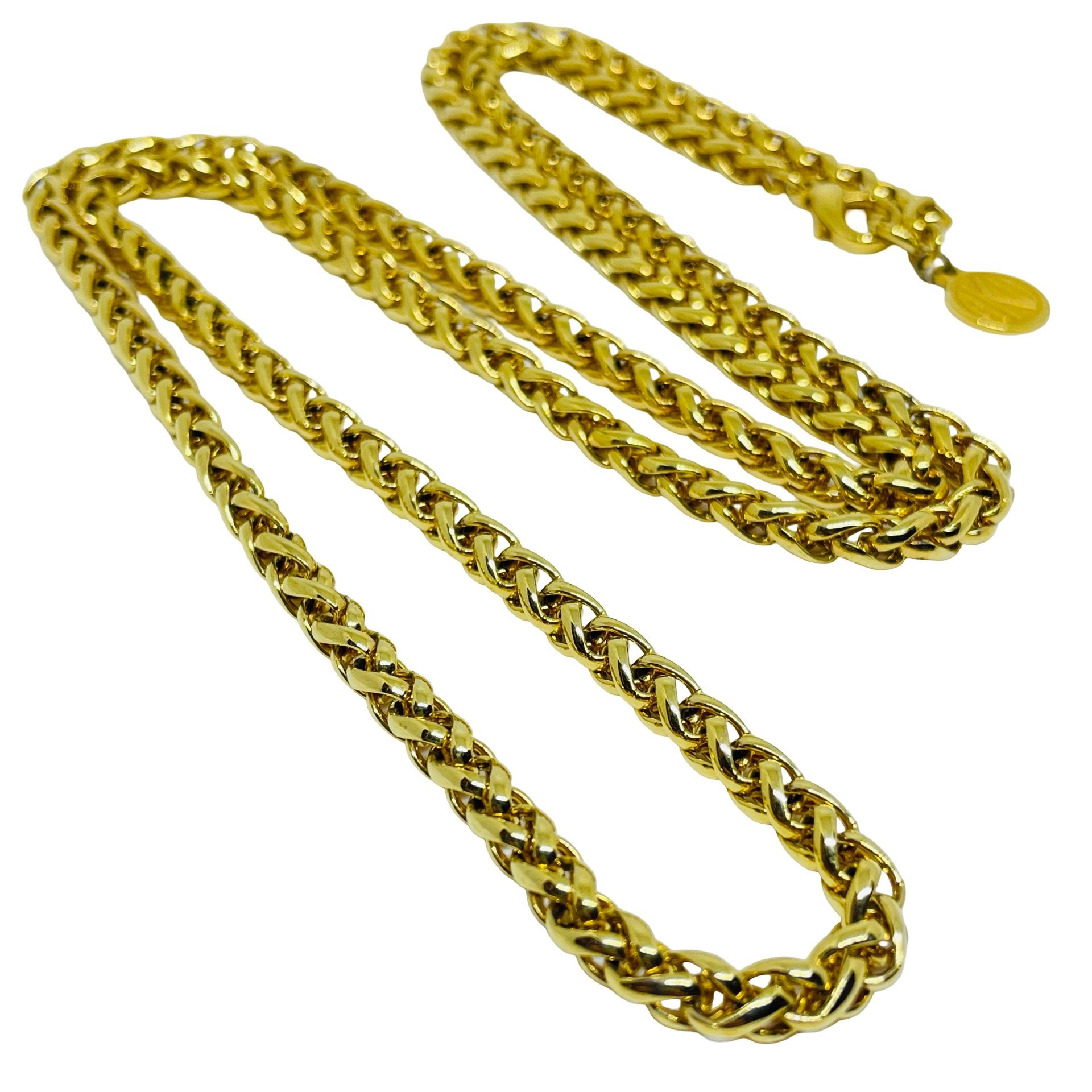 ANNE KLEIN, collana a catena firmata vintage in tonalità oro in vendita