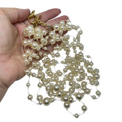 ANNE KLEIN signiert Jahrgang Gold Ton Perle Multi Strang Designer Halskette