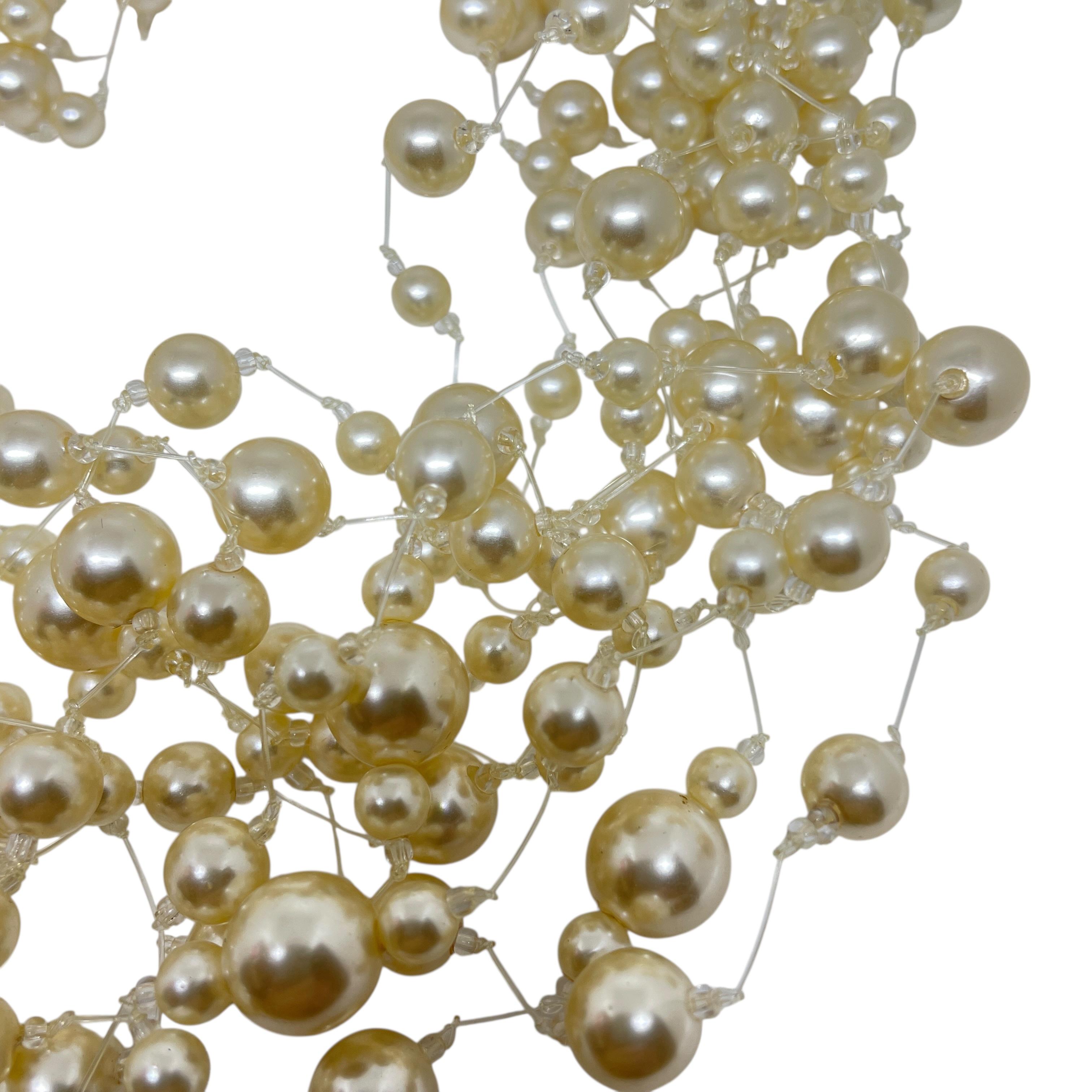 Women's or Men's ANNE KLEIN signed vintage gold tone pearl multi strand designer necklace For Sale