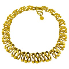 ANNE KLEIN signé vintage mat ton or moderniste collier de chaîne de designer