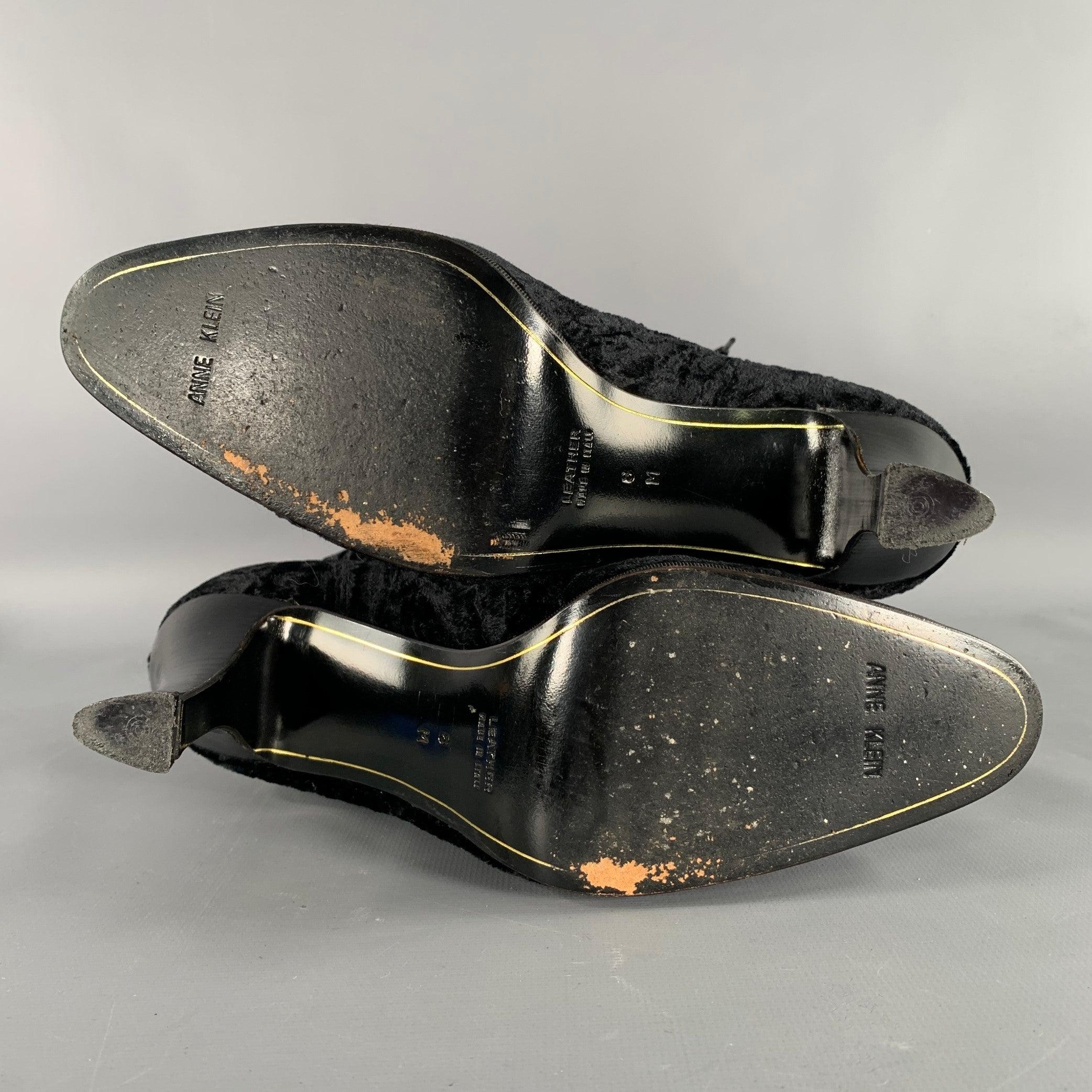 ANNE KLEIN Botas de cordones con puntera de terciopelo negro talla 8 1