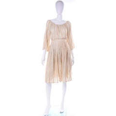Anne Klein Vintage 2 Pc Dress Skirt & Peasant Top in Natural Linen & Raw Silk