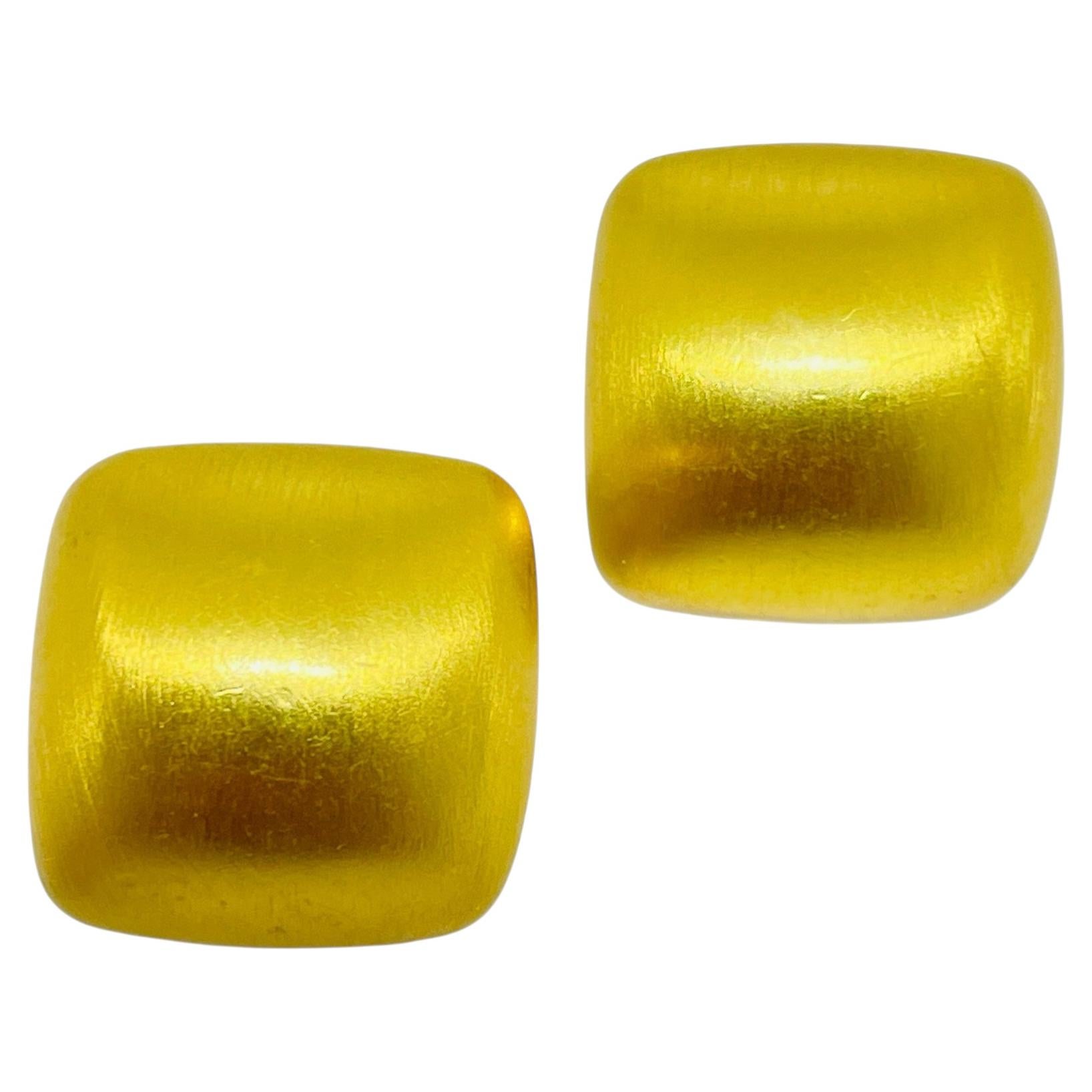 ANNE KLEIN vintage gold tone brushed finish designer pierced earrings