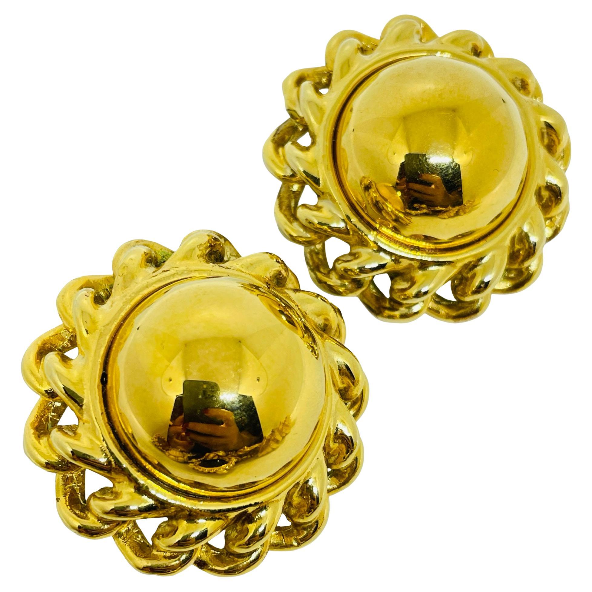 ANNE KLEIN Vintage Gold Ton Kette massiv Designer Clip auf Ohrringe im Angebot