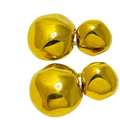 ANNE KLEIN - Boucles d'oreilles clips vintage, modernistes et dorées.