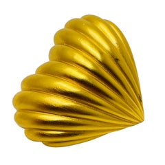 ANNE KLEIN vintage heart matte gold tone designer brooch