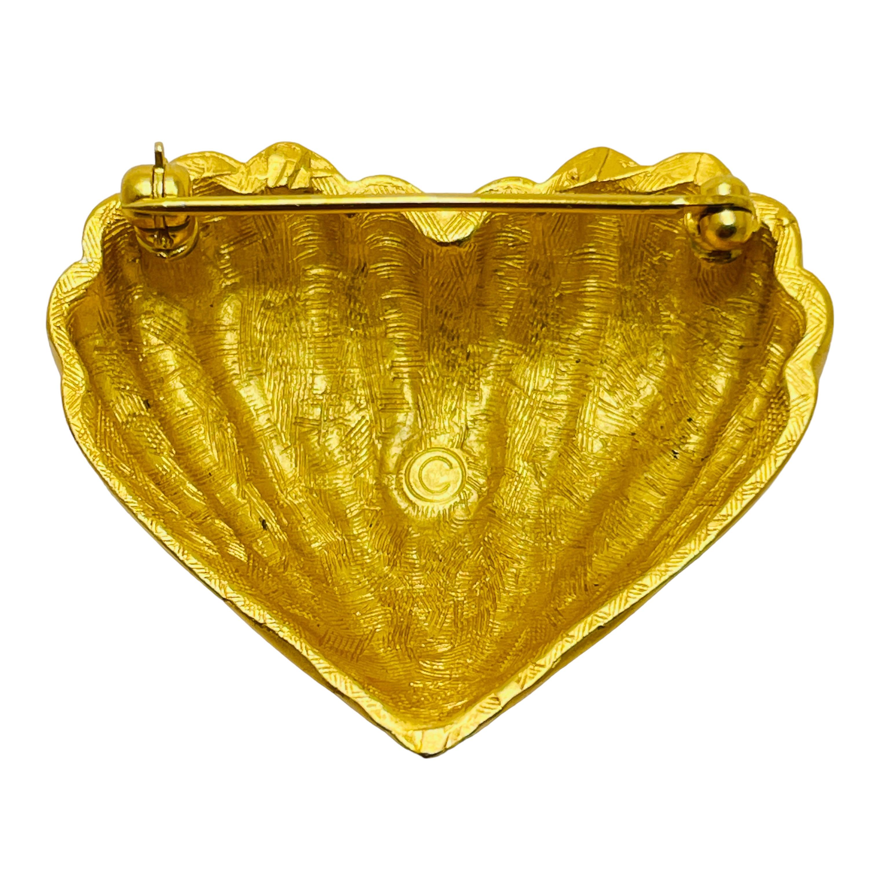 ANNE KLEIN broche de diseño vintage corazón mate tono dorado en Bueno estado para la venta en Palos Hills, IL