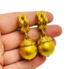 ANNE KLEIN Vintage matte Gold-Ohrringe, Ball Designer Laufsteg-Ohrringe