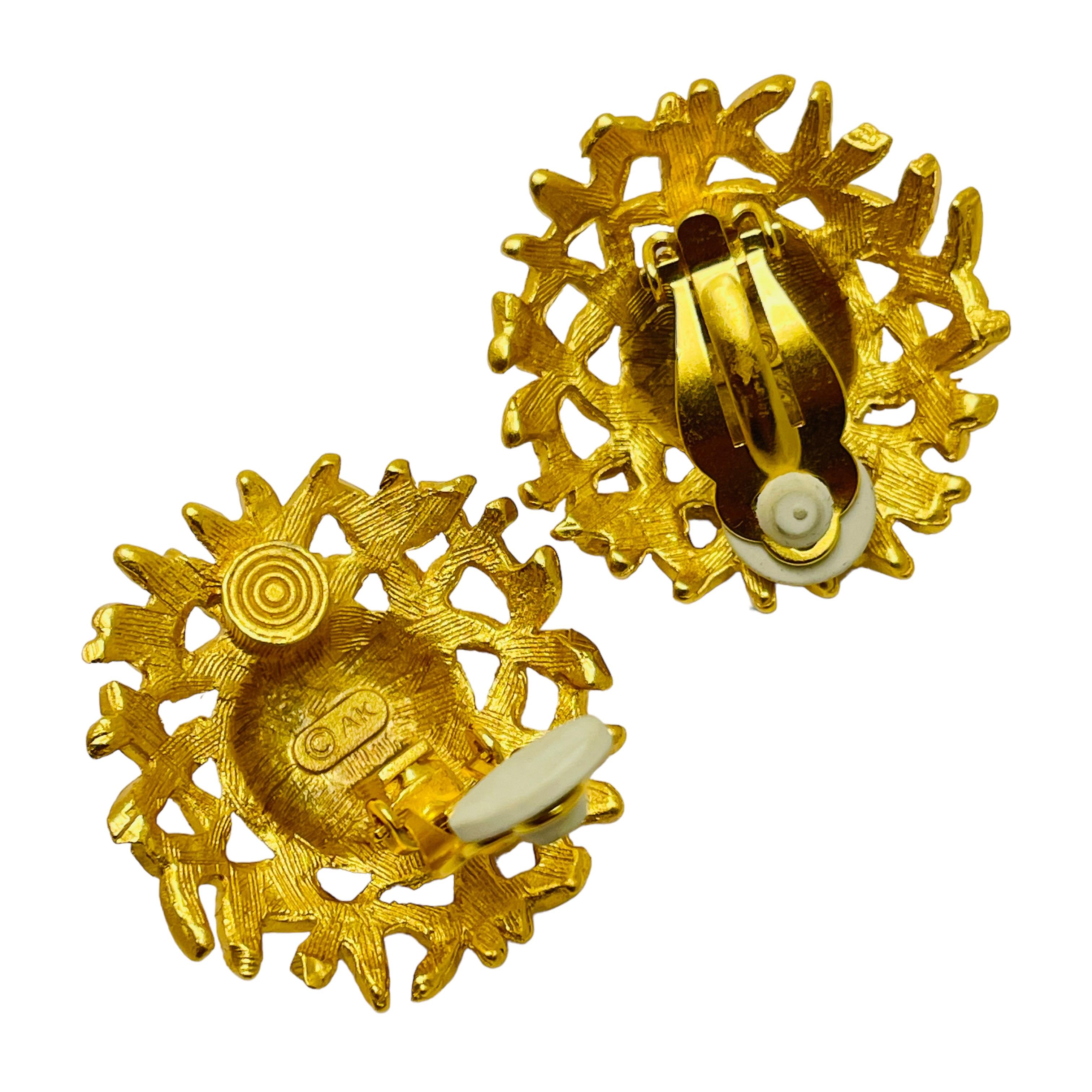 ANNE KLEIN pendientes de clip de diseño vintage en oro mate en Bueno estado para la venta en Palos Hills, IL