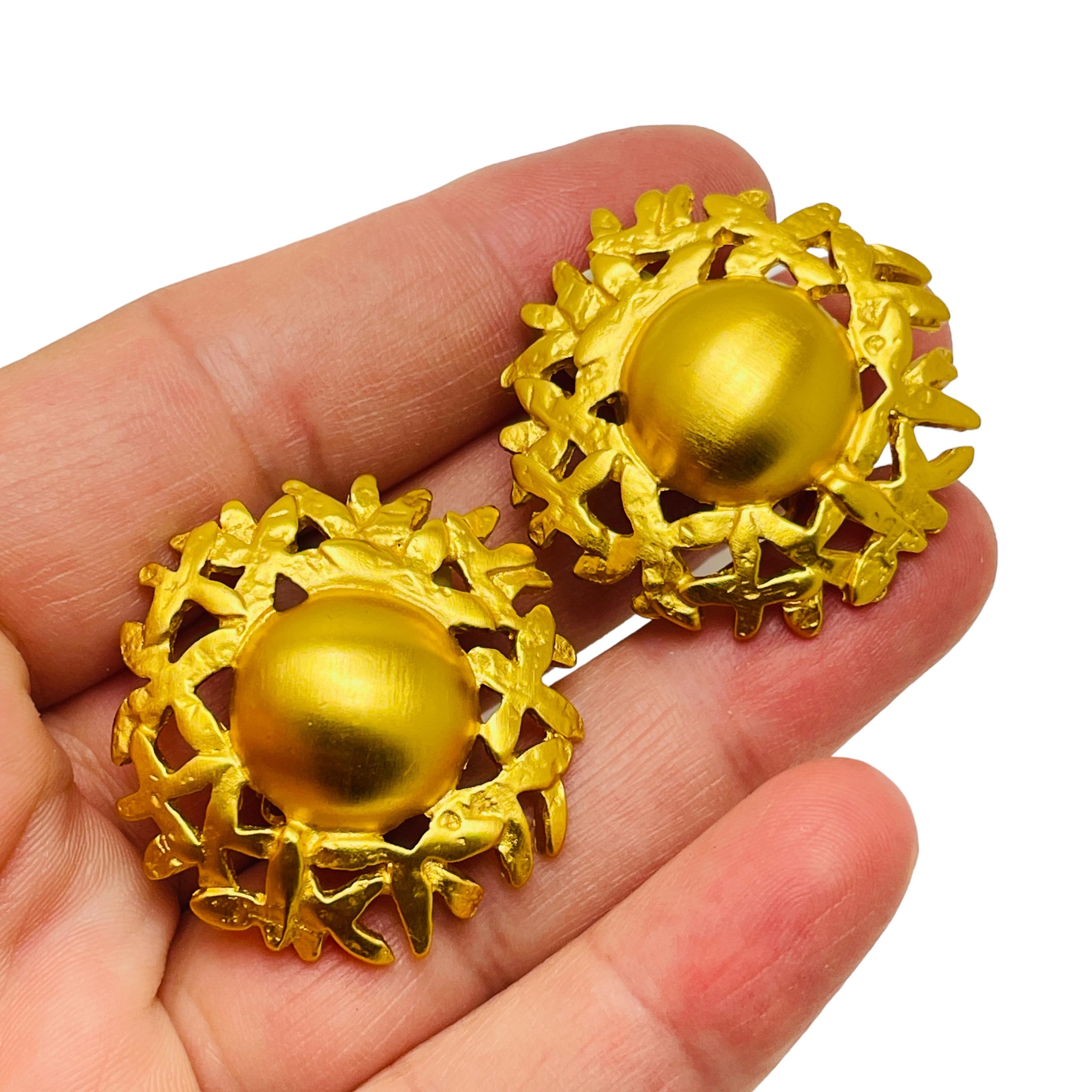 De las mujeres ANNE KLEIN pendientes de clip de diseño vintage en oro mate en venta