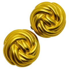 ANNE KLEIN Vintage matte gold designer clip on earrings